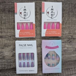 Lot Of 4 IMABC and False Nail Press-On Manicure Kits